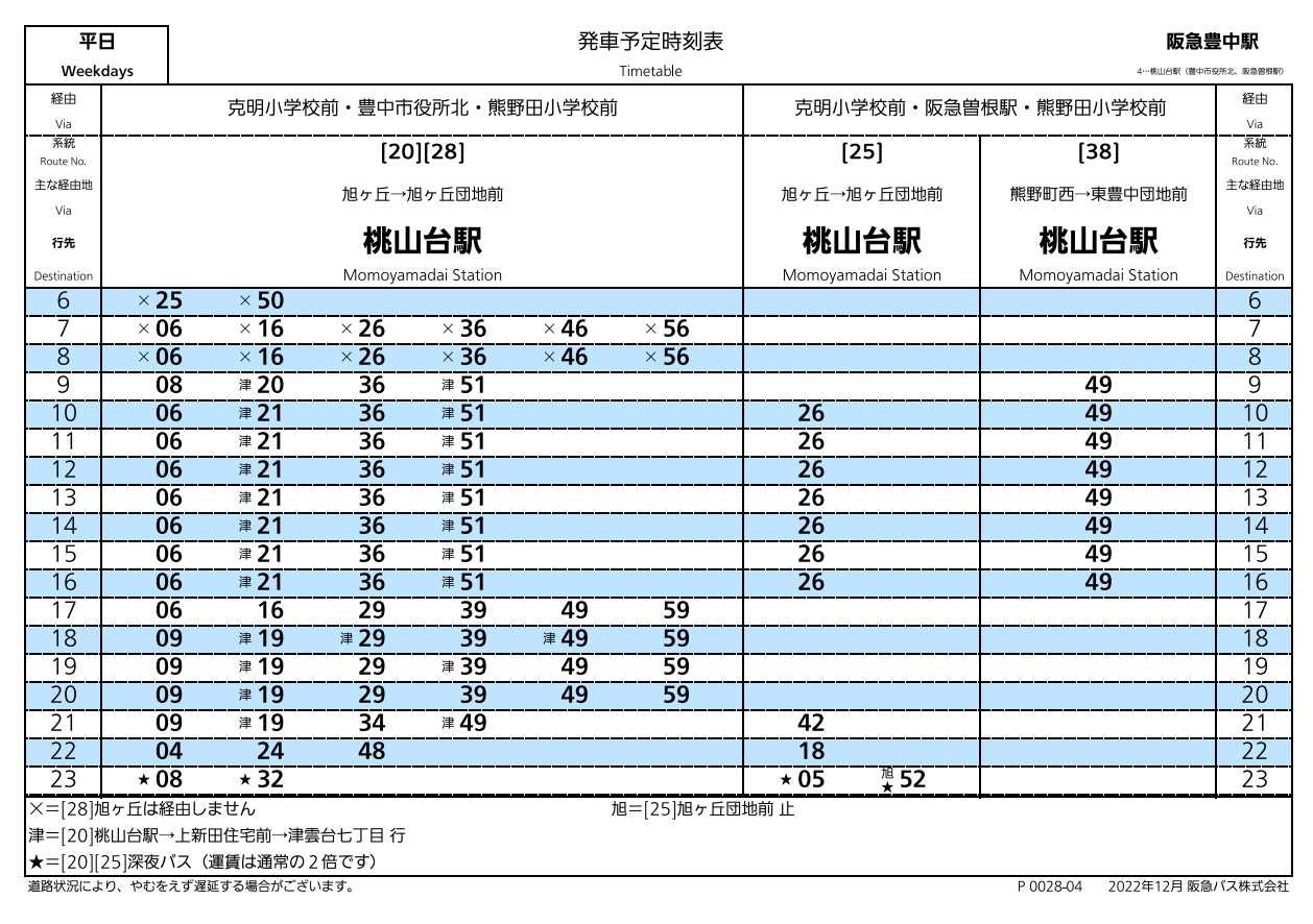 桃山台 駅 バス 時刻 表